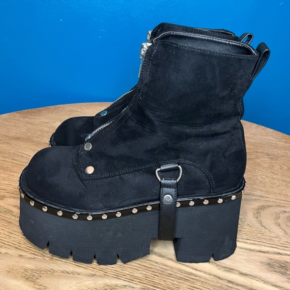 Demonia Cult Ashes 100 Vegan Suede Gothic Platform Ankle Boot Women’s 9 Black - Picture 4 of 10
